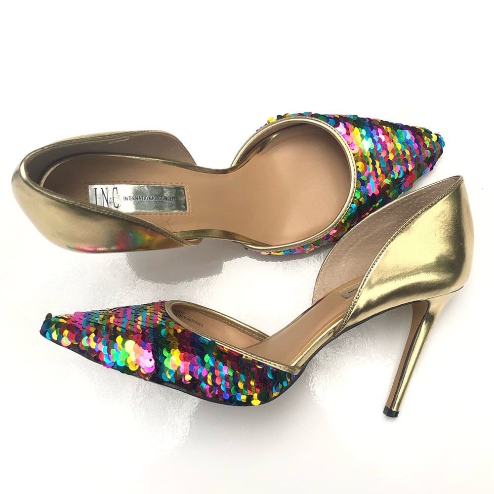 INC Rainbow Sequin Pumps